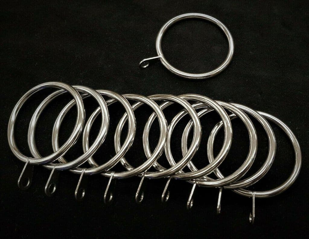 10 Silver Chrome Curtain Pole Rings for 28mm Metal rod ring and eye